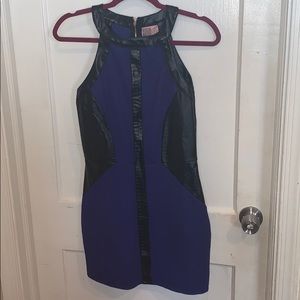 Black & Blue halter mini dress